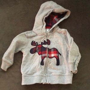 ⭐️2 for $10⭐️ Carters Hoodie with plaid moose